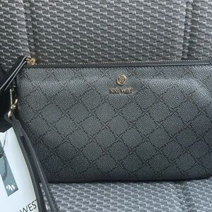 Nine West Black Zip Clutch
